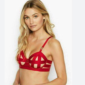 Victorias Secret Luxe Demi Strappy Bandage Cage Bra in red size 32DDD/F NWT